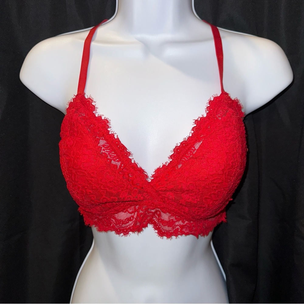 Aerie Bright Red Lace Bralette